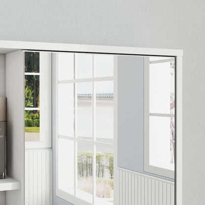Panana Bathroom Medicine Cabinet with Mirror, Wall Mounted Single Mirror Door Storage Cabinet with 3 Open Compartments, Adjustable Height Shelf, 21.9x5.1x23.6 inch (White)