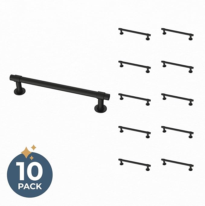 Franklin Brass Francisco (10-Pack) Cabinet Handles 5-1/16" Hole Center Pulls | Matte Black Hardware Kitchen Door, Drawers, Dressers, Furniture P29618Z-FB-B