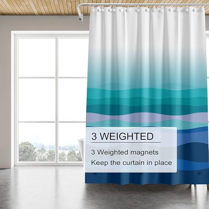 Shower Curtain Liner, 4G PEVA Shower Liner, Plastic Peva Waterproof Shower Curtains, 72x72 inch with Grommet Holes 3 Magnetic Weights