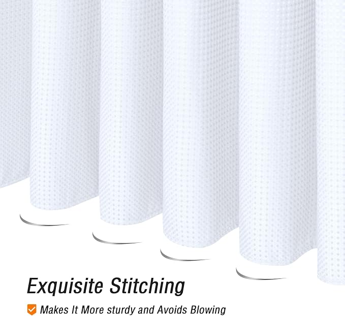 White Fabric Shower Curtain, 72 X 72 | Cloth-Textured Shower Curtain for Bathroom - Soft Cloth & Hotel Spa Luxury, Water Repellent, Machine Washable
