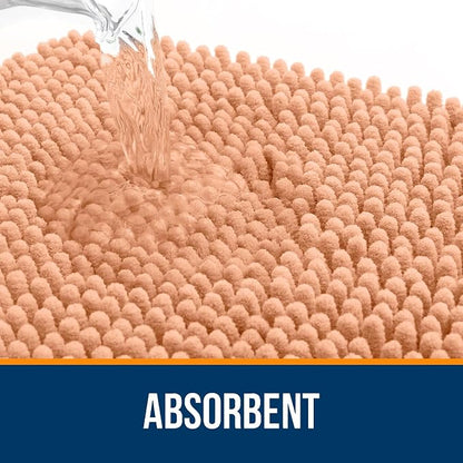 OLANLY Large Bathroom Rugs 59x35, Extra Soft Absorbent Chenille Bath Rugs | Peach, Quick-Drying Rubber Backing, Machine Washable Bath Mat for Bathroom Floor, Tub and Shower, Home Decor Accessories