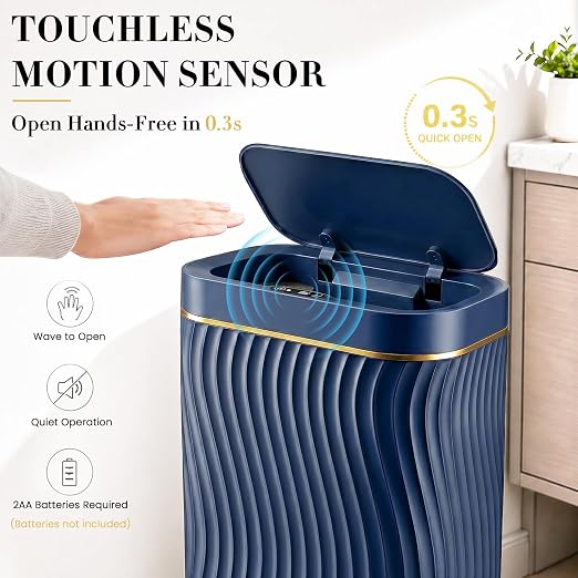 Ogikey Bathroom Small Trash Can with Automatic Touchless Lid, 2.6 Gallon Smart Garbage Can Narrow Waterproof Trash Bin for Bedroom, Office, Living Room