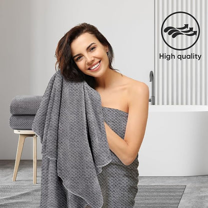 HOMEXCEL Bath Sheets 2PK, 35x70 in, Absorbent&Soft, Extra Large Bath Towel | Lightweight and Quick Drying Microfiber Towels for Bathroom, Yoga, SPA, Fitness, Grey