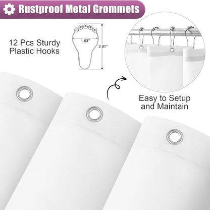 OLANLY Luxury Pink and White Ombre Shower Curtain Sets with 12 Hooks, Waterproof and Washable Decorative Shower Curtains for Bathroom, 72x72 Inches