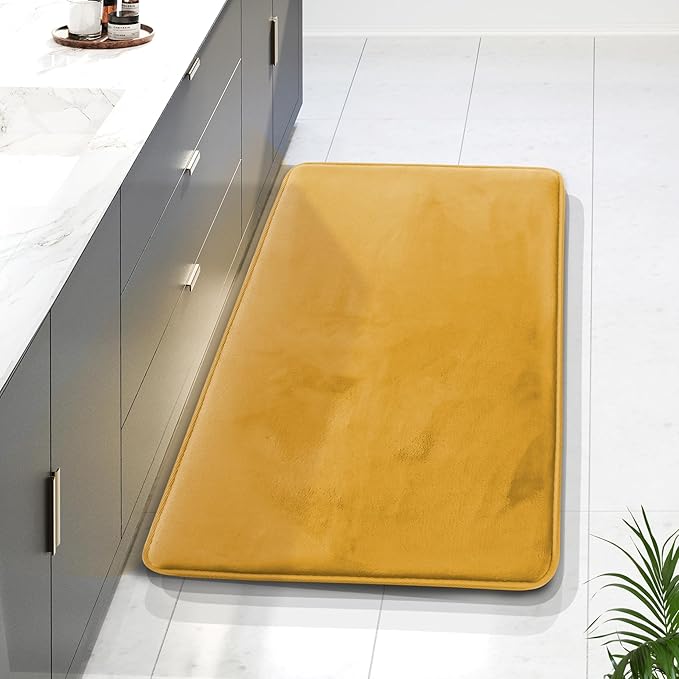 Clara Clark Bathroom Rugs, Velvet Memory Foam Bath Mat, Non-Slip Bath Rugs, Machine Wash, Dries Quickly, Ultra Soft Plush Bath Mats for Bathroom, 24 x 36, Camel Gold