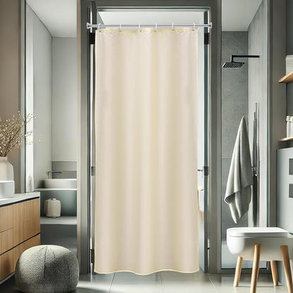 AooHome 36 x 72 Inch Stall Half Size Shower Curtain, Fabric Solid Color Bathroom Curtain for Hotel, Weighted Hem, Waterproof, Beige