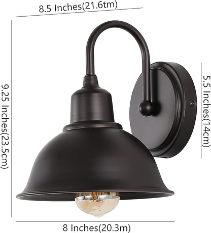 JONATHAN Y 8" Oil Rubbed Bronze Farmhouse Industrial 1-Light LED Vanity Wall Sconce for Bathroom Mirror Kitchen, Metal Shade, Dimmable Vintage Lighting, LED Bulb Included (JYL7481B)