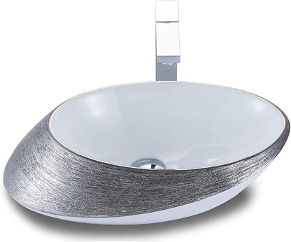 Fine Fixtures Luxury Brushed Silver 20 x 15 Inch Bathroom Sink - Elegant Vessel Sink for Modern Bathrooms, Premium Bathroom Sinks Design for a Sophisticated Touch, Ideal for Home Renovations