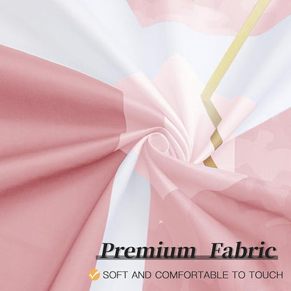Litabel Small Stall Shower Curtain Set, Geometric Bathroom Decor 36x72 | Narrow Half Modern Minimalist Shower Curtais, Pink Geometric Art Print Abstract Waterproof Bath Curtain