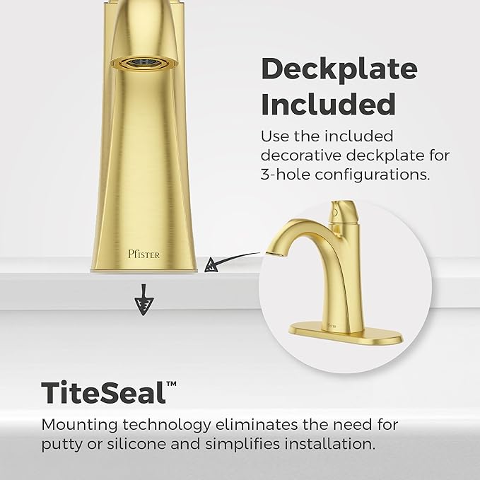 Pfister Willa Bathroom Sink Faucet, Single Control, 1-Handle, Single Hole, NSF Certified, Brushed Gold Finish, LF042MALBG