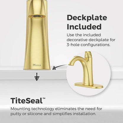 Pfister Willa Bathroom Sink Faucet, Single Control, 1-Handle, Single Hole, NSF Certified, Brushed Gold Finish, LF042MALBG