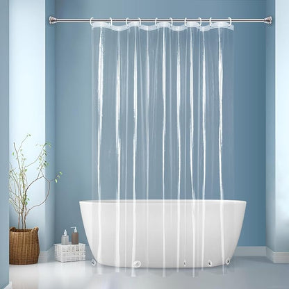 EurCross Small Extra Long Clear Shower Curtain Liner 60 inch Wide by 84 inches Length with 5 Magnet Weights,9G Premium PEVA See Through Small Plastic Shower Curtain 60x84