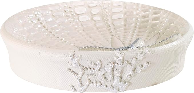Avanti Linens - Soap Dish, Seashell Inspired Bathroom Accessories, Guest Bathroom Essentials (Sequin Shell Collection)