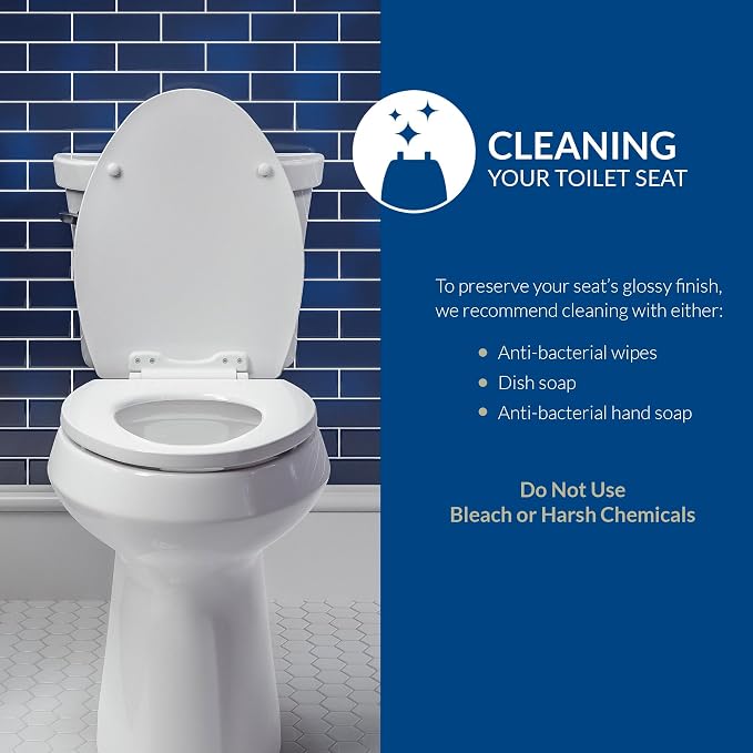 BEMIS 500EC 390 Toilet Seat with Easy Clean & Change Hinges,Round,Cotton White,(Pack of 2)