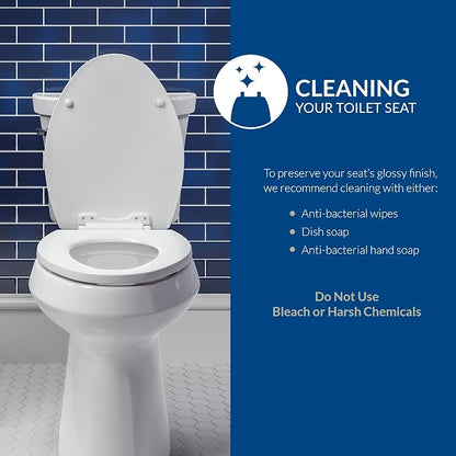 BEMIS 500EC 390 Toilet Seat with Easy Clean & Change Hinges,Round,Cotton White,(Pack of 2)