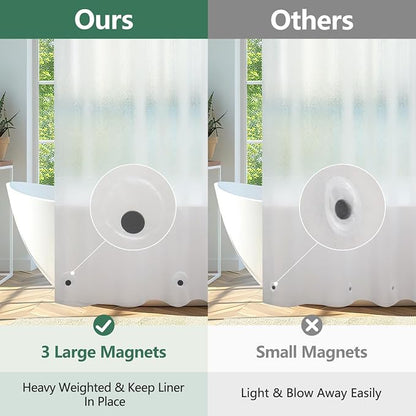 Seenus Waterproof Frosted Shower Curtain Liner Extra Long 72 x 80 Inch, Bpa-Free EVA Shower Liner with 3 Extra-Large Magnets, Tall Bathroom 3D Silk Plastic Shower Curtain Translucent for Privacy