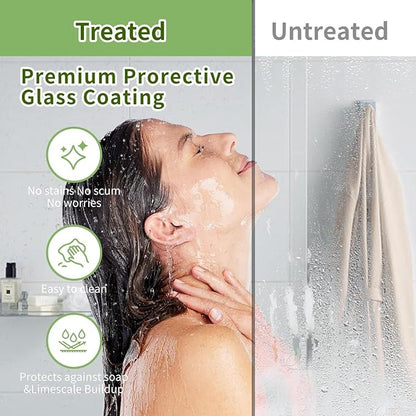 Semi-Frameless Double Sliding Shower Door, Grid Pattern Matte Black Finish | 44"-48" W x 72" H Shower Doors with 6mm Clear SGCC Tempered Glass, Bypass Shower Enclosure Easy-Clean Nano Coating&Waterproof