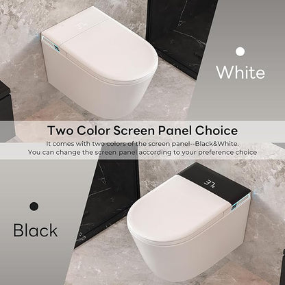 Smart Wall Hung Toilet Combo,Auto Flush, Auto Open/Close LId,Heated Seat,Warm Water/Dryer, Modern Elongated Bidet Toilet with In wall Carrier (No need to buy an additional Water Tank)