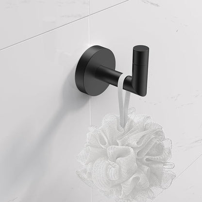 LAKETON Collection, 5-Piece Bathroom Hardware Accessories Set, Towel Ring, Adjustable Expandable Towel Bar, Two Towel and Robe Hook, Toilet Paper Holder, Wall Mounted, Matte Black
