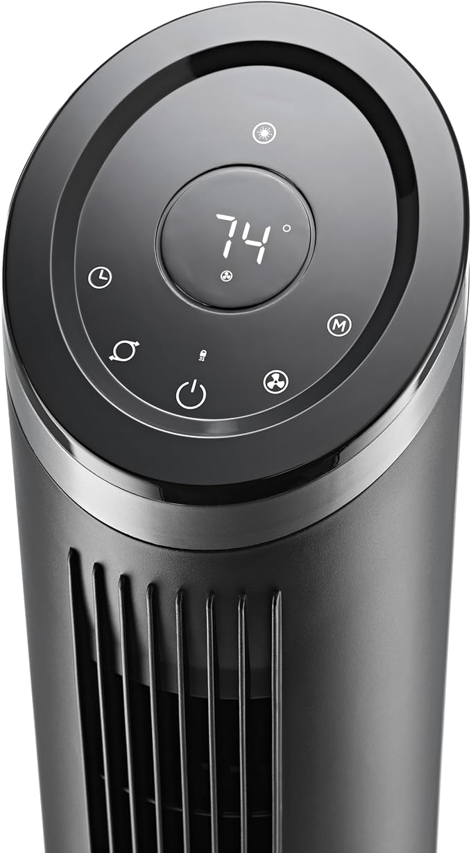 Lasko Apex Tower Fans Oscillating Quiet 42" - 29 ft/s Airflow, 28 dB, 90° Oscillation, 12H Timer, Air Filter for Hair & Dust, Remote, Black, Floor Fans for Home Bedroom, RST200
