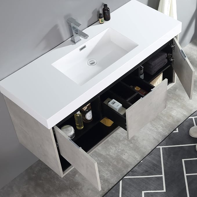 Dowell 48" Bathroom Sink,Single Bowl Vanity Basin,Rectangular Drop-In Bathroom Sink with Overflow,White-000 4818BPS