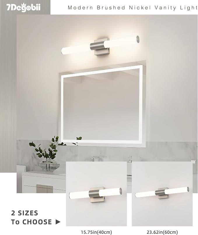 Brushed Nickel Bathroom Light Fixture 5CCT Dimmable 18W Led Bathroom Vanity Lights Over Mirror Modern Bath Lights for Mirror