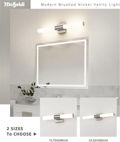 Brushed Nickel Bathroom Light Fixture 5CCT Dimmable 18W Led Bathroom Vanity Lights Over Mirror Modern Bath Lights for Mirror