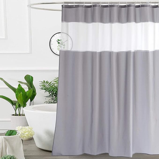 UFRIDAY Shower Curtain Grey and White, Modern Fabric 54 x 72 Inch Fabric Bathroom and Bathtubs,Machine Washable, Hotel Quality
