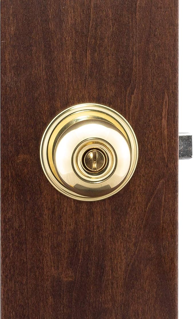Copper Creek BK2030PB Ball Door Knob, Privacy Function, 2 Pack, Polished Brass