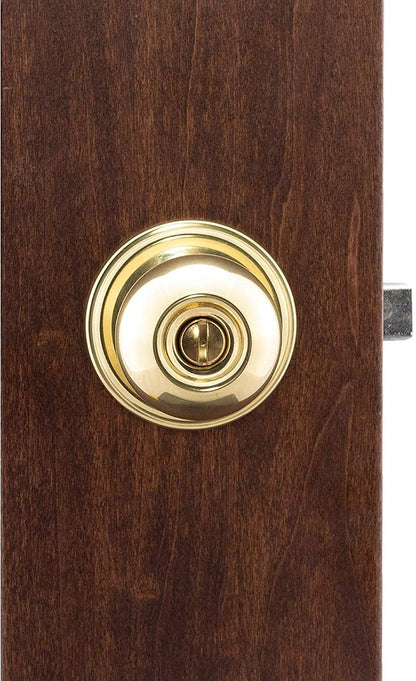 Copper Creek BK2030PB Ball Door Knob, Privacy Function, 2 Pack, Polished Brass