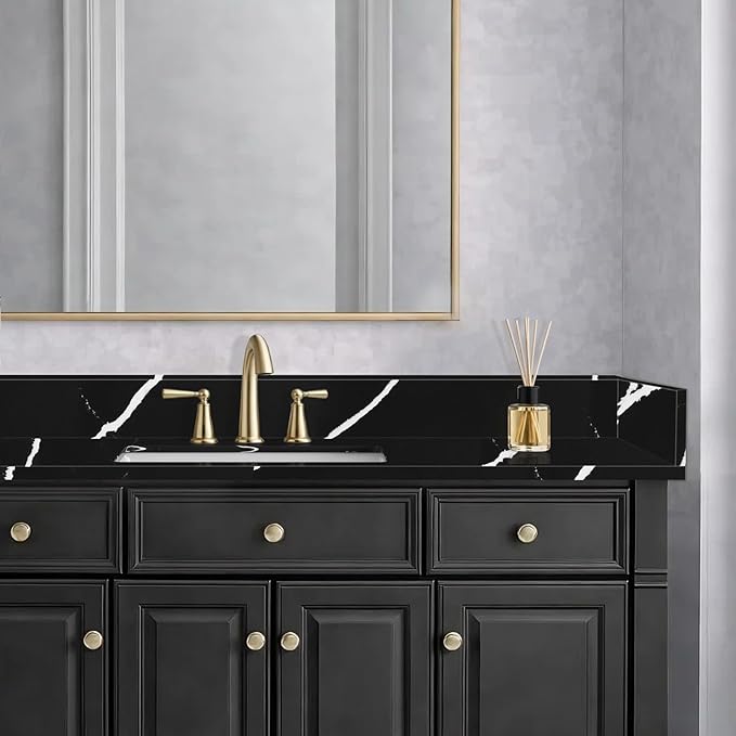 21 in. W x 4 in. H Sidesplash in Black Marquina, Quartz Side Splash for Bathroom Vanity Sink Top, 21 Inch Universal Bathroom Vanity Sidesplashes