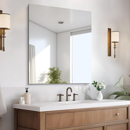 CILIBER Frameless Mirror, 30x36 Mirrors for Wall, Rectangle Bathroom Mirror for Over Sink, Frameless Vanity Mirror with Polished Edge, 3mm Tempered Glass, Hangs Horizontally or Vertically