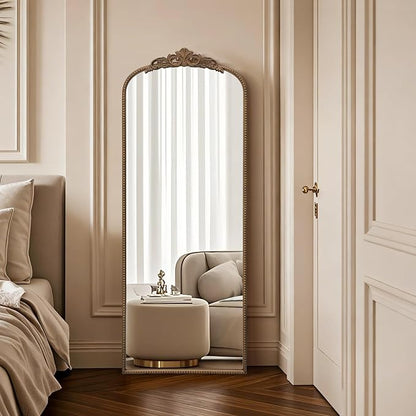Micasso Gold Full Length Mirror: 21''x56'' Baroque Antique Floor Mirror | Traditional Ornate Vintage Long Body Mirror for Wall/Dressing Room/Cloakroom/Bedroom/Entryway/Hallway/Fireplace/Living Room