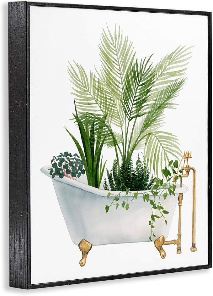 Vintage Tub Botanical, 16 x 20 Inch Framed Giclée Print | Stupell Industries · By Grace Popp · Ready to hang · Great for bathroom or laundry room · Made in USA