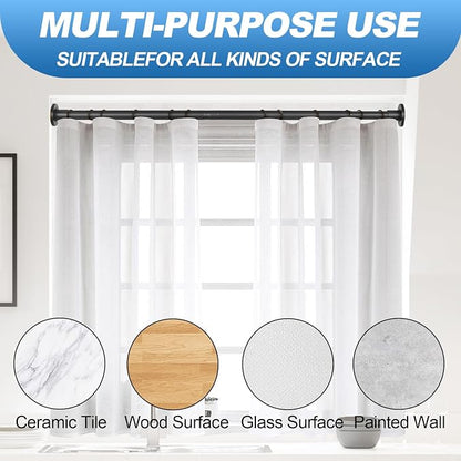 CorkLatta 1" Heavy Duty Black Shower Curtain Rod 31 to 80 Inch,Adjustable | Stainless Steel Tension Curtain Rod Non slip, No Drill Shower Rods for Bathroom,Easy Install