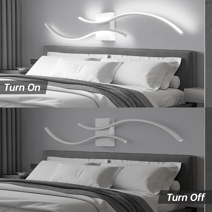 CANEOE Modern Led Wall Light Set of 2, 39inch Indoor Led Wall Sconce Lighting, Bathroom Vanity Light Fixtures Over Mirror for Living Room Hallway Bedroom Bedside Wall Lamp (White,6000K,2 Packs)