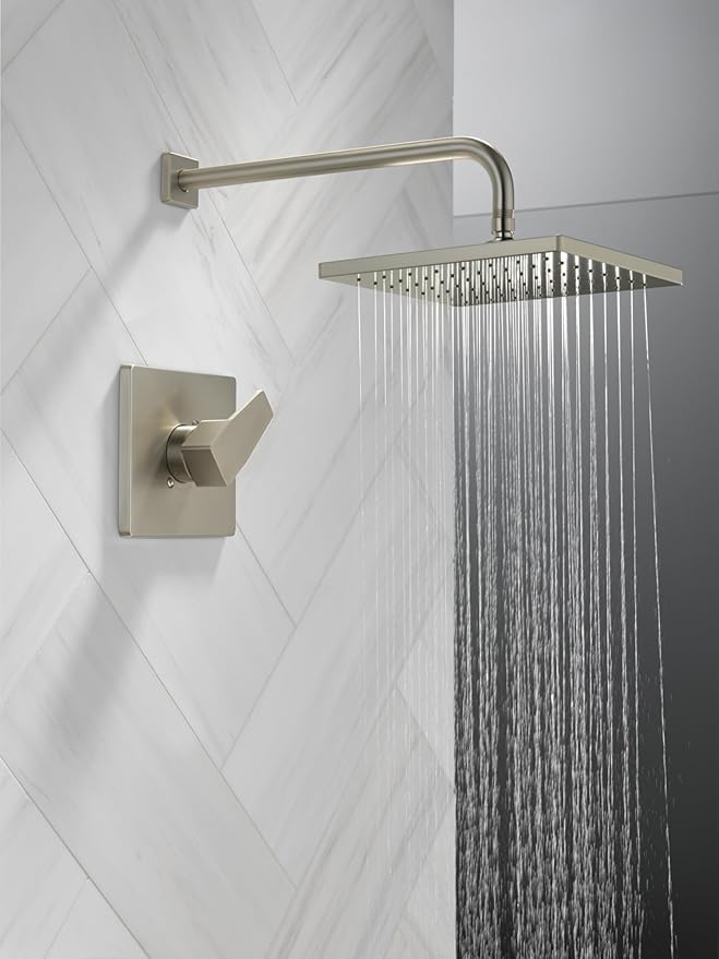Delta Faucet Modern Raincan Square Single-Function Shower Valve Trim Kit Brushed Nickel, Shower Faucet Set, Rainfall Shower Head, Spotshield Stainless T14268-SP-PP (Valve Not Included)