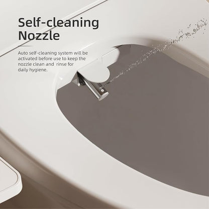 BRAVAT® Electric Bidet Toilet Seat Elongated, Heated, Soft Close | Front/Rear wash, Instant heated seat&warm water&air dryer, Night light, Stainless steel nozzle, German engineered