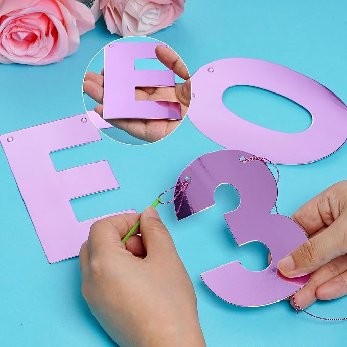 DIY Banner Kit with Letters Bright Pink Customizable Birthday Banners Graduation Banner Custom Party Hanging Banners for Graduation Wedding Party Baby Shower Decoration (Bright Pink)