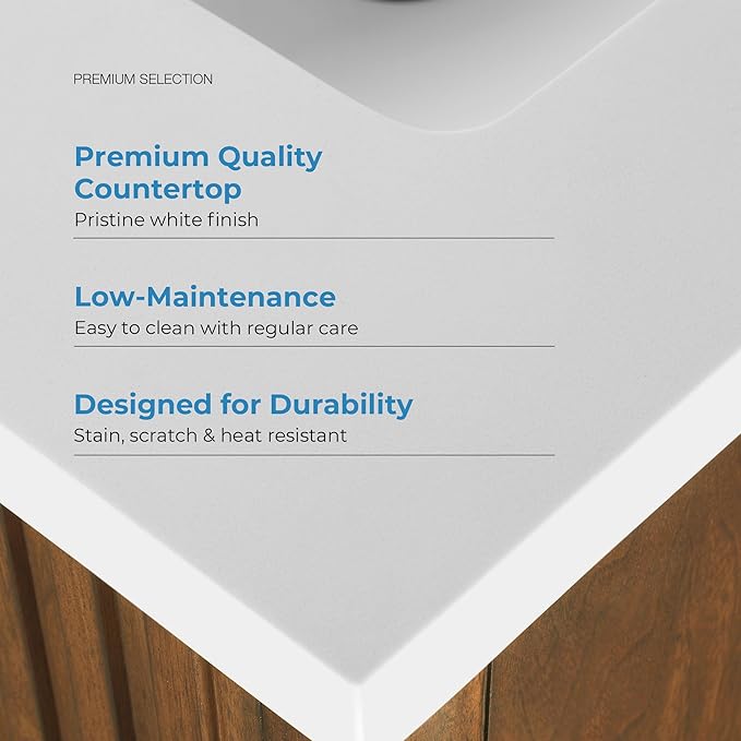 OVE Decors Indy 72 in. Undermount Double Sink Bathroom Vanity with White Engineered Marble Top, Warm Walnut