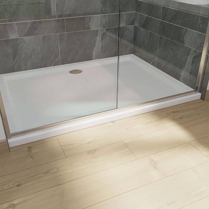 SUNNY SHOWER Semi-Frameless Shower Doors 1/4" (6mm) Glass Sliding Shower Enclosure 54" W x 72" H Shower Glass Door Brushed Nickel Finish
