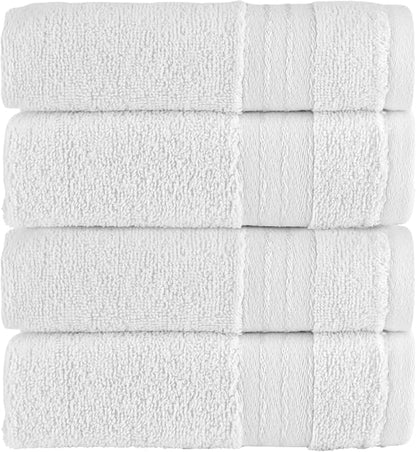 Elegant Comfort Premium Turkish Cotton 4 Pack Hand Towel Set - 16 x 28 inch, Luxurious Hotel Spa Quality 100% Turkish Cotton 4PC Hand Towel Set - Highly Absorbent - Soft Bathroom Towels, White