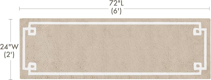 Madison Park Evan 100% Cotton Bath Runner Plush Absorbent, 24" x 72", Taupe | Non-slip Backing, OEKO TEX, Luxurious Tufted Plush Bath Rug for Bathroom, Quick Dry, Spa Design Decorative for Shower Room