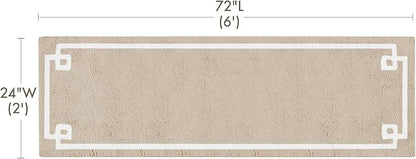 Madison Park Evan 100% Cotton Bath Runner Plush Absorbent, 24" x 72", Taupe | Non-slip Backing, OEKO TEX, Luxurious Tufted Plush Bath Rug for Bathroom, Quick Dry, Spa Design Decorative for Shower Room