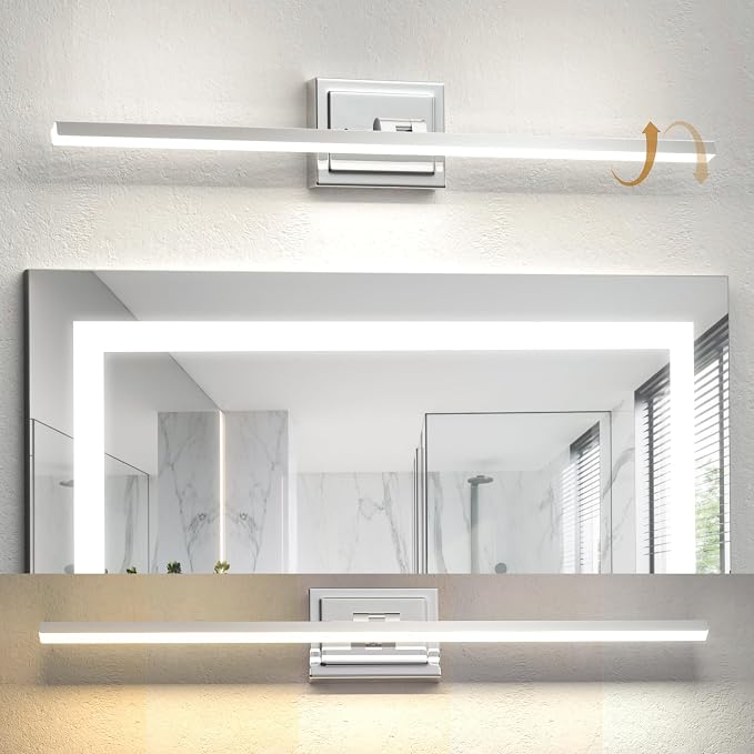 31.5 Inch Modern Bathroom Light Fixture, 18W 5CCT Dimmable LED Chrome Bathroom Vanity Lights Over Mirror, Vanity Lights for Bathrooms Restroom Mirror- ETL Certified