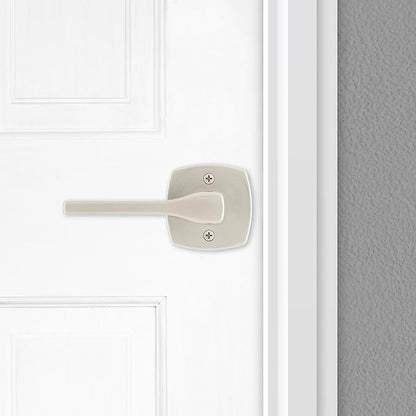 Kwikset Tripoli Lever Dummy Door Handle, Single Sided for Closets, French Double Doors, and Pantry, Satin Nickel Non-Turning Reversible Interior Push/Pull, with Microban Protection