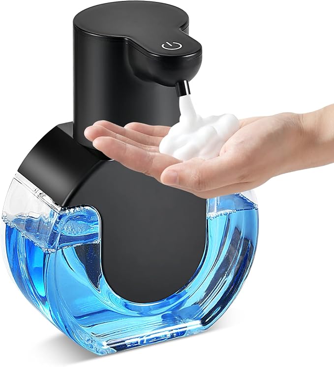 Automatic Foaming Soap Dispenser, 15oz/420ml Smart Hand Soap Dispensers, Touchless Wall Mount with 4-Level Adjustable, Rechargeable Foaming Hand Soap Dispenser for Bathroom Kitchen Office - Black-1