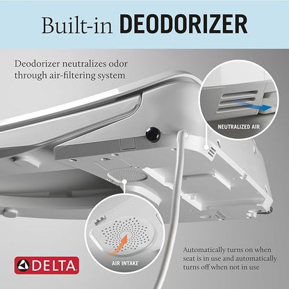 Delta Faucet Refresh Ultimate Elongated Electric Bidet Toilet Seat, Warm Water Bidet, Heated Seat Bidet, Bidet with Dryer, Bidet Attachment for Toilet, Bidet Toilet Seat Elongated, White 893007E-WH