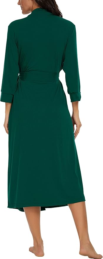 VINTATRE Women Kimono Robes Long Knit Bathrobe Lightweight Soft Knit Sleepwear V-neck Casual Ladies Loungewear