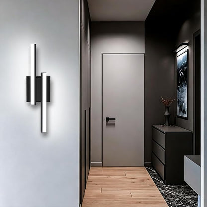 Modern Bathroom Light Fixtures Over Mirror: ETL Certified 18-inch LED Vanity Light Bar, Retractable Dimmable Black Bathroom Lamp IP44 - Wall Light Fixture 5700K Cool White(2 Pack)